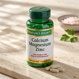 Nature’s Bounty Calcium Magnesium Zinc Supplement with Vitamin D, 100 Caplets, 1000mg Calcium 400mg Magnesium 600 IU Vitamin D, Bone Immune Support, Gluten Free Made in USA