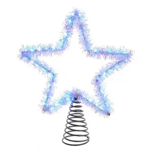 Kurt Adler (#AD1022CW) String Light Star Christmas Tree Topper Set, Silver, 12"