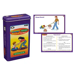 Scooter Board Activities Fun Deck – 54 Occupational Therapy Activity Cards for Kids, Core Strength & Motor Skills Development, Sensory Integration, Fine Motor & Visual Perception Exercises, OT/PT Tool with Storage Tin