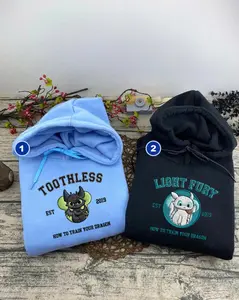 Embroidered How to train your dragon Couple Sweatshirt, Dragon Hoodie Gift, Custom Cartoon Movie Matching Shirt