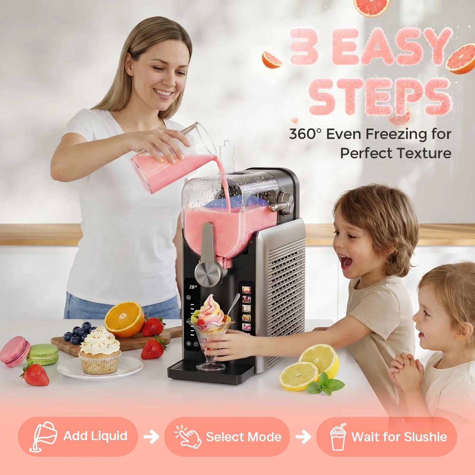 1.6L Electric Slushie Machine, Frozen Drink Maker with Rapid Freezing, Margarita & Cocktail Machine for Home, DIY Slushies & Desserts, Easy-Clean Countertop Machine | Back to School