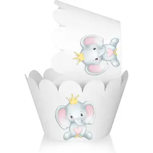 10 Pcs Baby Elephant Cupcake Wrappers - Perfect for Baby Showers and Birthday Parties!