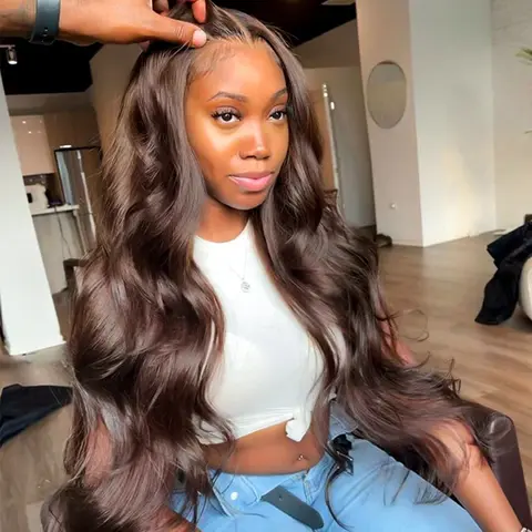 West Kiss Glueless Wig Dark Brown Body Wave 7x5 Closure Wig Pre Cut Ready Go Human Hair Wigs Pre Plucked Natural Hairline