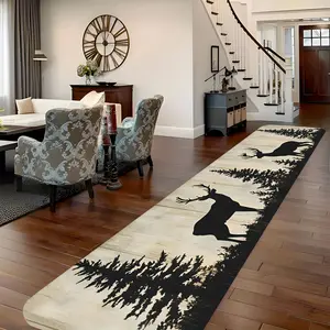 Sophisticated Forest Deer runner carpet home decorative rug with luxurious velvet feel. High-definition graphics resist fading over time. Transforms bedroom, kitchen spaces elegantly. Machine-washable with secure grip backing. Perfect for home decoration.