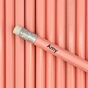 All Pastel Pink Personalized Pencils