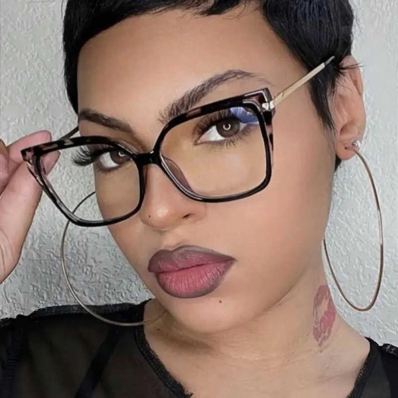 Retro Leopard Pattern Cat Eye Frame Eyeglasses, Anti-blue Light Eyeglasses for Women & Men, Fashion Eyeglasses for Work, Daily Decor, Perfect for Student Daily Use, Trendy Frames, Fashionable Frames Glasses, Fashion Eyewear