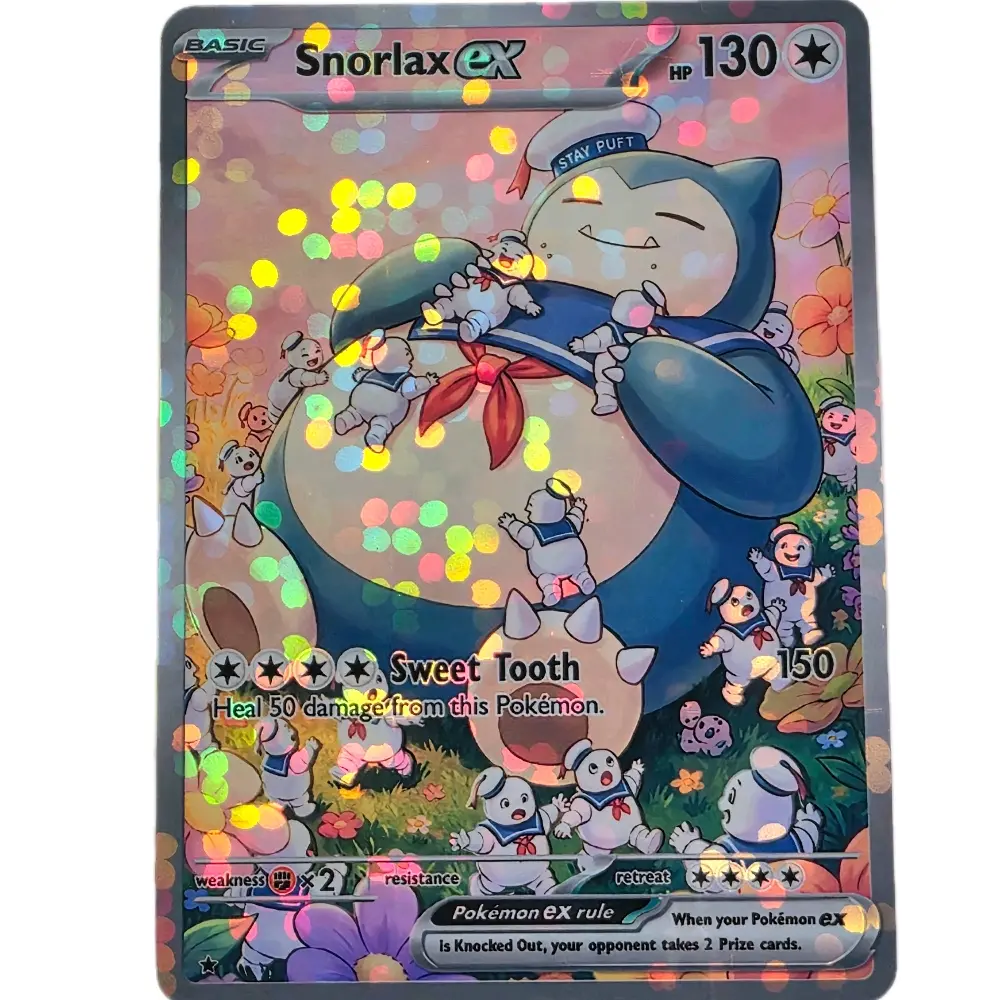 Snorlax eX Full Art Card - Ghostbusters Stay Puft Mashup (Rainbow & Bubble Holo Custom)