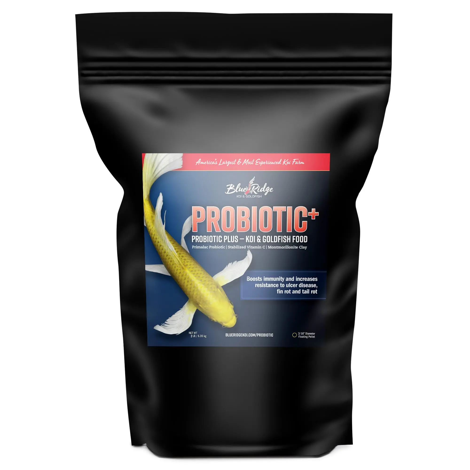 Blue Ridge Koi Probiotic Plus - 3/16' Premium Fish Food for Ponds, Goldfish & Koi, Floating Pond Pellets, Fall & Winter Food