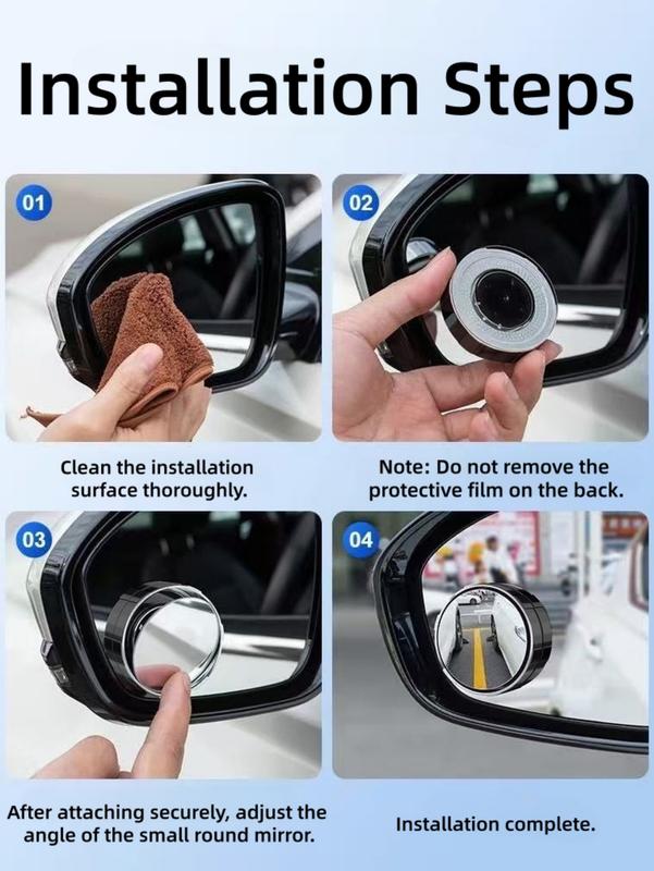 LMMAKE Universal Blind Spot Mirror 360° Adjustable Convex Design with 180° Wide-Angle Visibility Suction Cup Mount Waterproof Anti-Fog High-Strength Materials Ergonomic Easy Installation