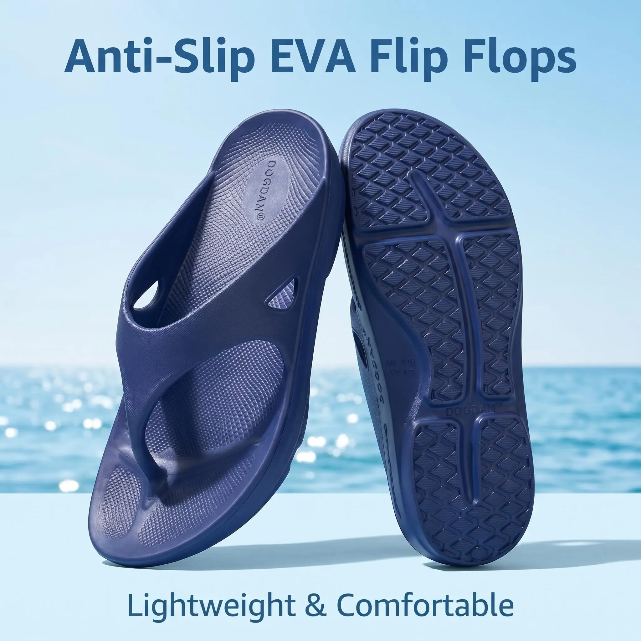 Zovrwin Men's Flip Flops Thong Cushion Sandals Toepost Slippers - EVA Lined Insole, Non-Slip Outsole, Comfortable & Lightweight Walking Shoes