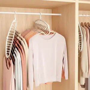 5 PCS Rotatable Folding Clothes Hanger, 1 Pack Space Saving Rotating Closet Organizer, Large Capacity Wardrobe Hanging Rack for Dorm, Bedroom Clothes Storage