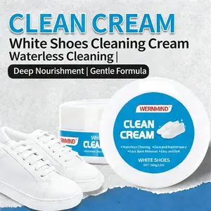 White Shoe Cleaner Cream Multipurpose No-Wash Solid Comes with Sponge Removes Stains Ideal for Leather Silicone Car Interiors Mild Non-Irritating Eco-Friendly