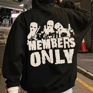 Members Only Graphic Hoodie Fleece Fabric Casual Hooded Sweatshirt Trendy Tops Perfect Gift