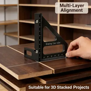 Multi-Angle Measuring Ruler, Angle Measuring Tool for Woodworking, Degree Right Angle Ruler with Marking Function, Precision Woodworking Ruler & Right Angle Tool, 3D Multi-Angle Measuring Ruler for Engineers and Carpenters