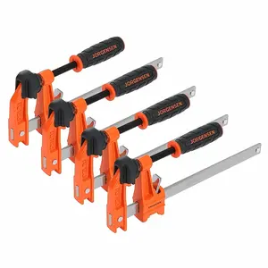 Set of 4 Jorgensen 6-Inch Bar Clamps, Light Duty Steel F Clamps, with a Load Capacity of 300 Lbs, Suitable for Woodworking, Metalworking, And Projects