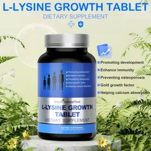 Green Natural Pure Lysine Growth Tablets - Dietary Supplement for Fitness and Health - Edible