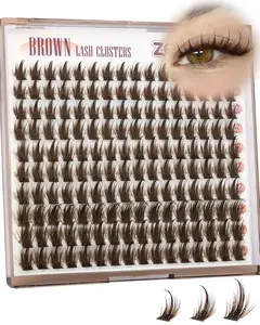 Brown Lash Clusters Manga Eyelash Clusters Dark Brown Wispy Cluster Eyelash Extensions Short 10-14mm Fairy Individual Lashes Natural Anime Lashes Extensions 160PCS