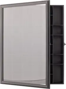 Wall Mounted Dustproof Display Rack-Black Wall-Mounted Curio & Shot Glass Display Case | 17"x26" Glass Door Cabinet for Miniature Glassware & Bar Accessories | Collectible Display |  Organiser
