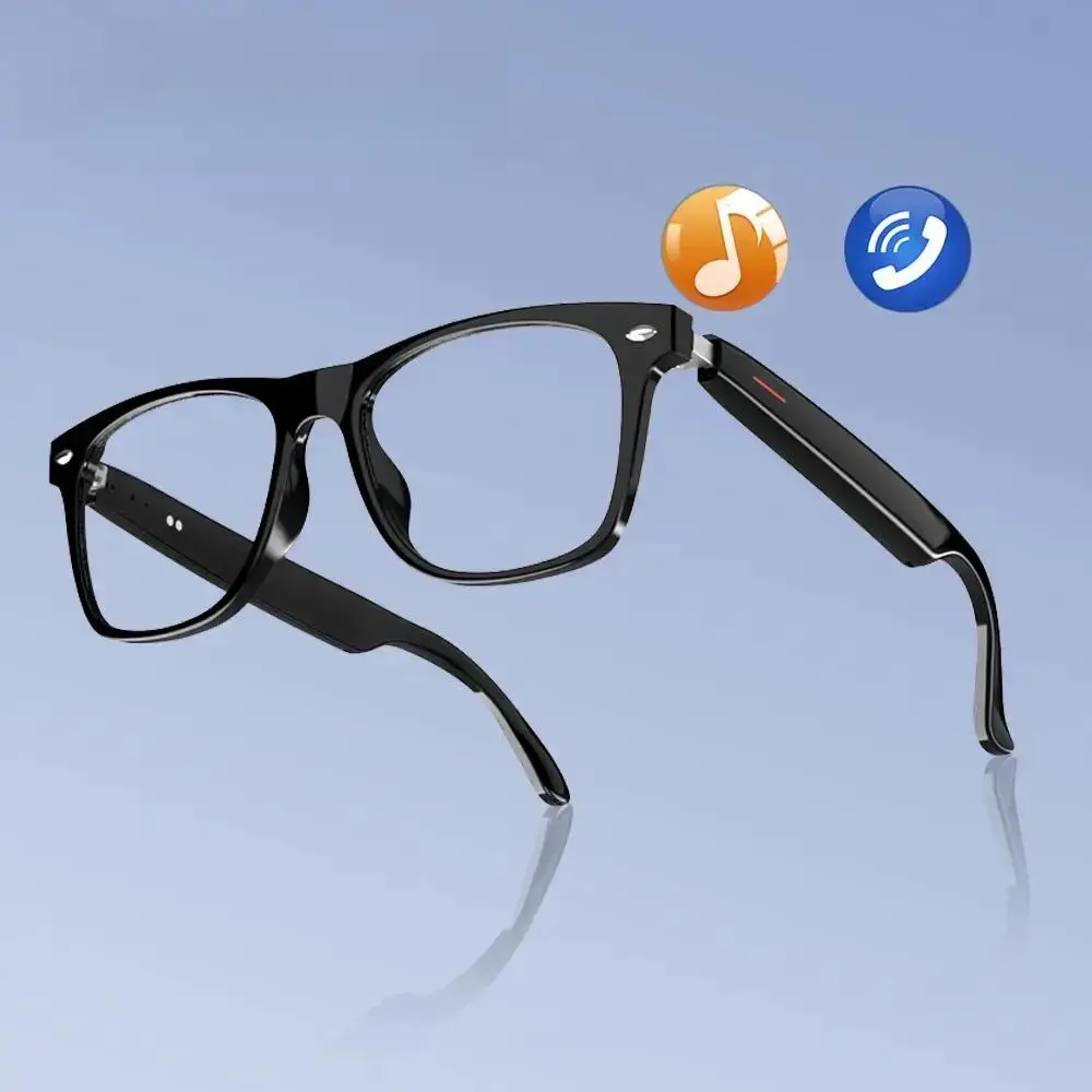 Smart Glasses Wireless Headphone Transparent Lens Anti-Blue Light for Music Calling Sports ABS Material Wearable Bluetooth-Compatible with Mic Daily Use smart bluetooth-compatible glass ideal father