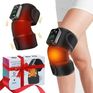 Electric Heated Knee Massager, Wireless Elbow Knee Shoulder Heating Pad, Rechargeable Heat Vibration Knee Wrap