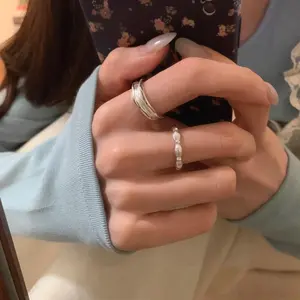 ins cold wind ring plain ring index finger ring simple light luxury high sense ring temperament versatile stack wear open ring