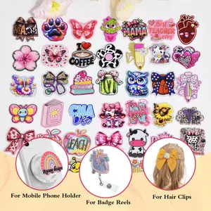 20pcs/40pcs Mix Flatback No Hole Glitter Resin Acrylic Flatback DIY Charm for Crafts, Badge Reels, Hair Additions