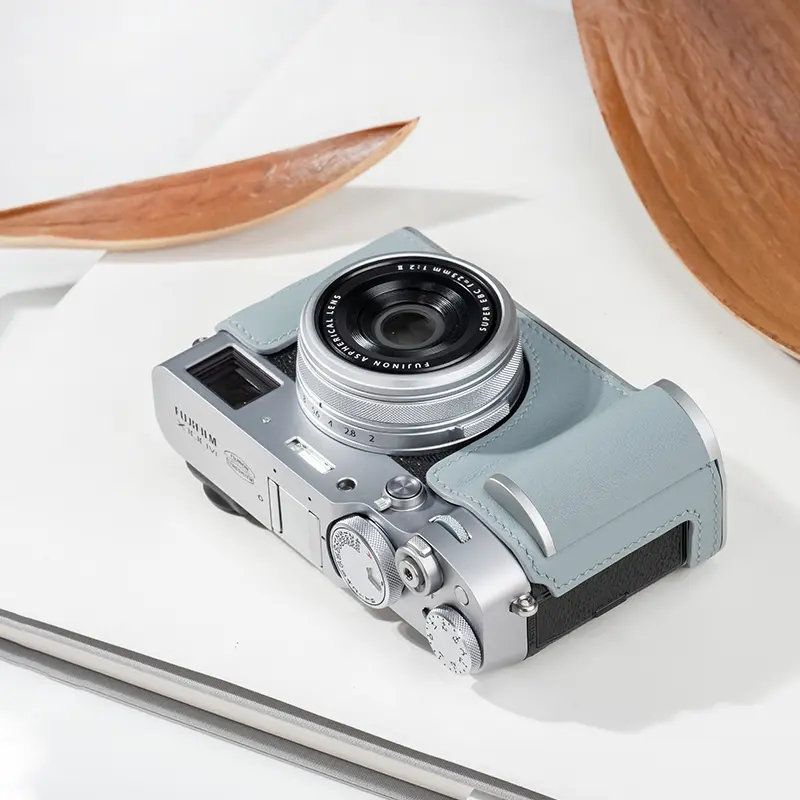 Camera Leather Case Suitable for Fujifilm X100VI, Italian Vegetable-Tanned Cowhide Vintage Handmade Full Wrap Protection