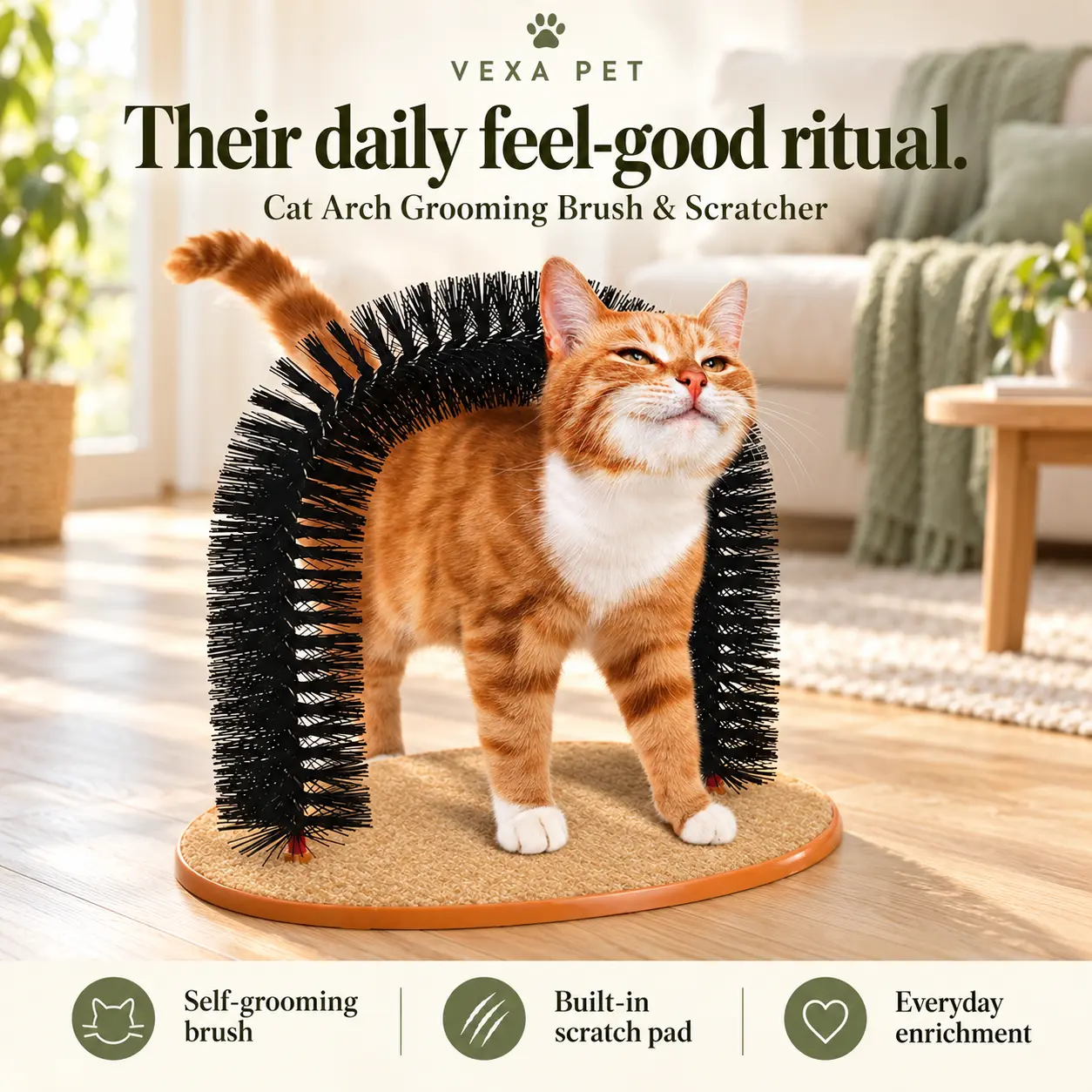 Cat Arch Grooming Brush with Scratcher