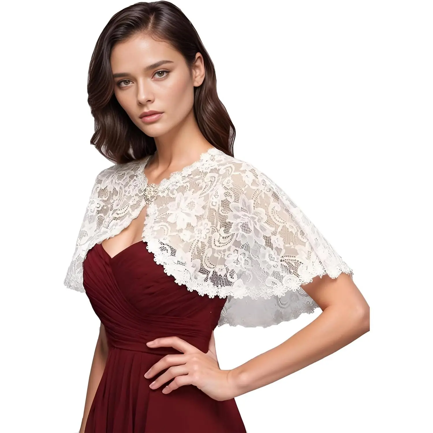 Women's Lace Appliques Shawls Wedding Bridal Cape  Covers Bolero
