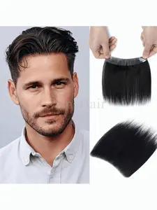 Men's Human Hair Wig for Balding & Receding Hairline - Straight Hair Toupee Hairpiece, Basic Style Hairline Suitable for All Men, Ethnicities & Scalp Types