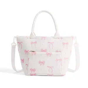 Lunch Tote Bag for Women Adult Large Insulated Lunch Box Girl Cute Corduroy Lunch Tote Bags Reusable Leakproof Cooler Work Picnic