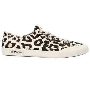 SeaVees Womens Monterey Mulholland Leopard Lace Up Sneakers Shoes Casual - Off White
