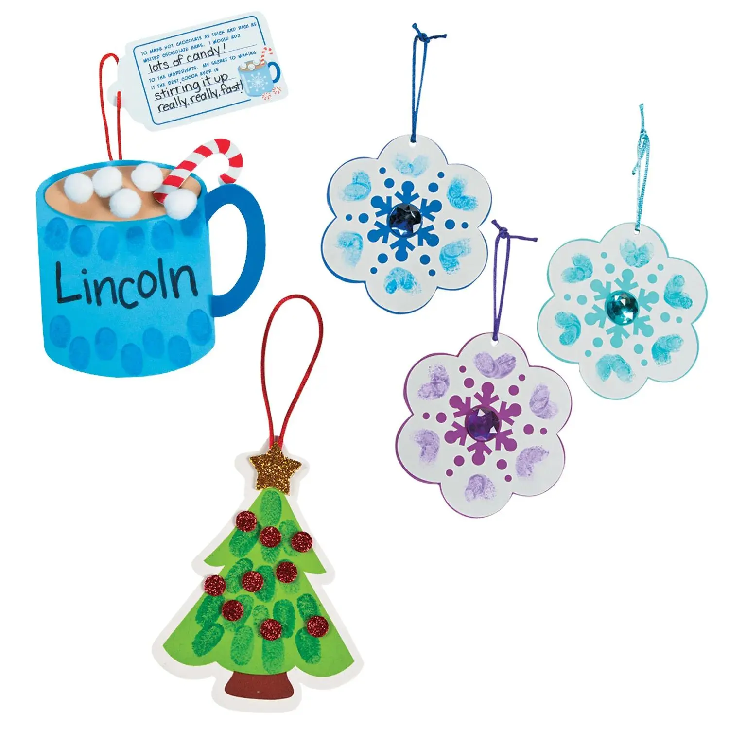 Bulk Christmas Thumbprint Ornament Craft Kit Assortment - Makes 60