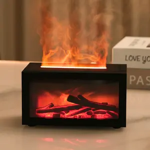 New Vintage Fireplace Silent Essential Oil Diffuser, 3D Realistic Fire Flame Humidifier, Home Desktop Humidifier, Tabletop Air Purifier, Room Humidifier