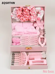 34pcs Soft Coral Fleece Stretch Bow Hair Band Wrist Band, Multi-functional Women's Hair Band Hair Accessories Set, Sweet and Lovely Light Pink Women's Daily Dress-up Hair Styling Curling Rod Hair Clip