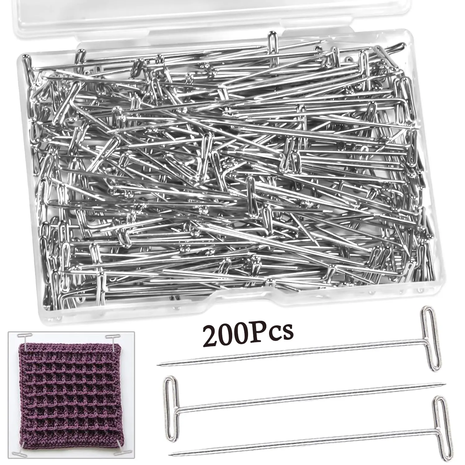 200 Pcs T Pins 2 Inch Wig Pins for Blocking Knitting & Crochet, T-Shaped Sewing Pin for Wigs, Crafts, Jewelry Making, Modelling, Quilting, Sewing Tools, Sewing Supplies Crafts, Crafting Sewing Tools, Sewing Accessories