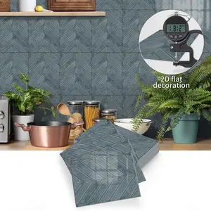 Geometric Herringbone Pattern Stickers, 12/24pcs Self Adhesive & Detachable Design, Waterproof Wall Decor for Kitchen Cabinets