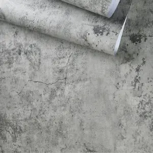 Industrial Cement Self-Adhesive Waterproof Concrete Wallpaper, Modern Decorative Vinyl Wall Stickers for Clothing Store & Living Room Decoration