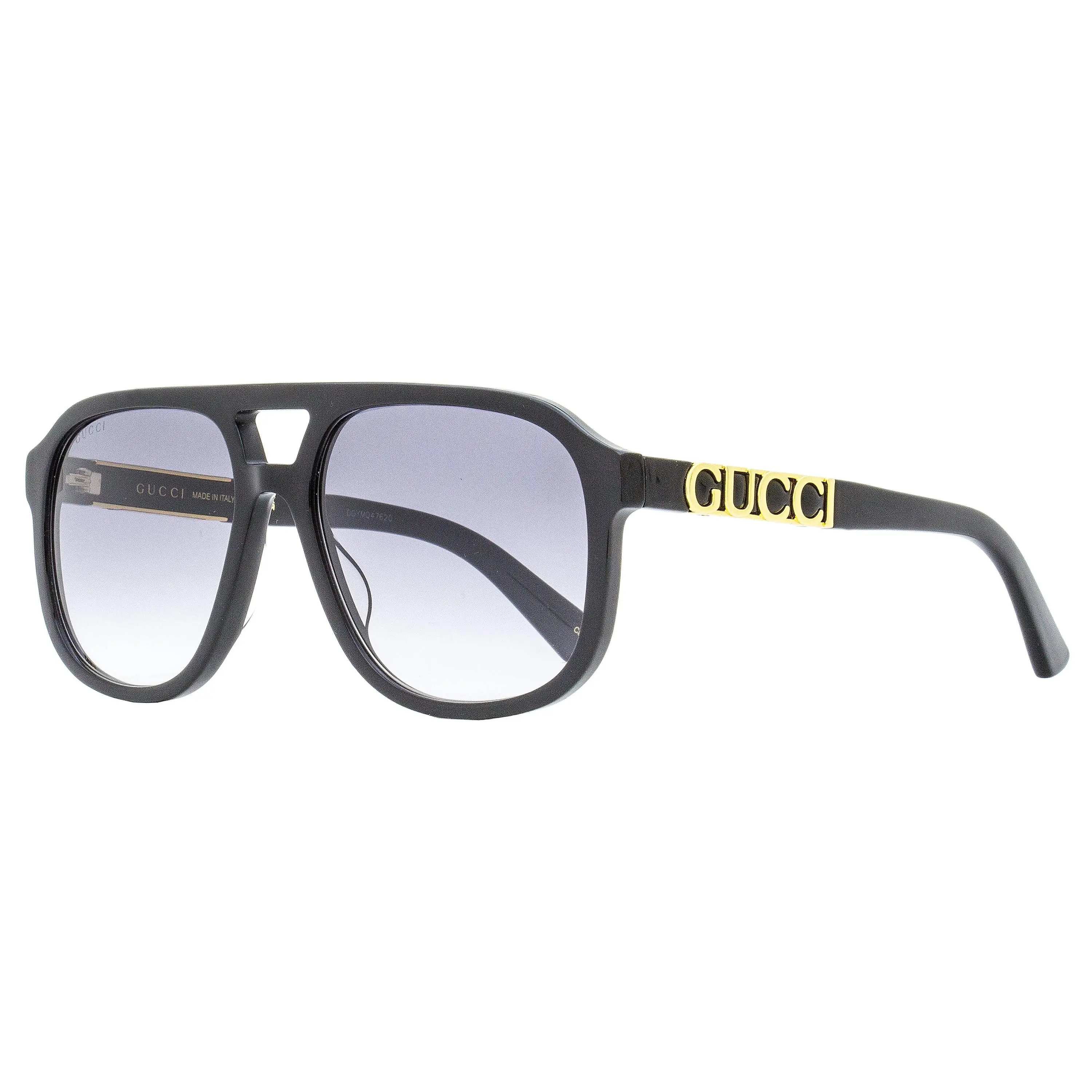 Gucci GG1188S Model Pilot Sunglasses, Black, 58mm, Acetate Temples, Open Bridge Design, UV Protection, Fashionable Sunglasses, Pilot Frame, Sporty Look