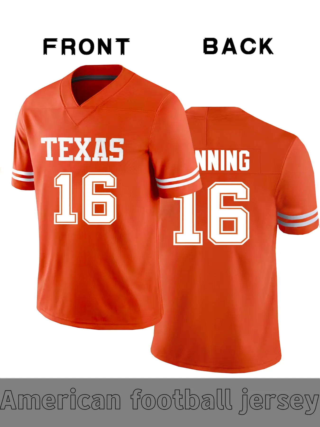 Men's Manning 16 Vintage Football Jersey with Texas Embroidered Letters, Stylish Embroidered Jerseys, Breathable Sportswear, Sportswear Top for Casual & Training, Unisex Style for Football Fans