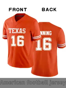Men's Manning 16 Vintage Football Jersey with Texas Embroidered Letters, Stylish Jersey, Breathable Sportswear for Casual & Training, Unisex Style for Football Fans