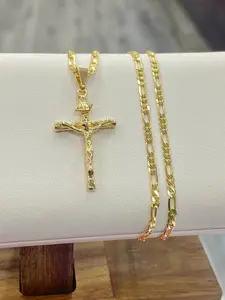 Rustic Cross Figaro Chain 24" Gifts Religious Elegance