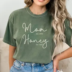 Custom Honey shirt, Custom Colors T-shirt for Grandmother Mom gift, Personalized Pregnancy reveal Grandma Holiday new Grandma established