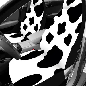 Car Seat Covers Full Set Universal Car Seat Covers for 5 Seats | Breathable Washable Car Seat Protector Black White Cow Pattern Car Seat Sun Cover Car Seat Covers Front Seats 2 Pieces Stylish Auto Interior Decoration Automotive Seat Covers Car Accessories