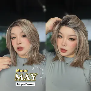 JBEXTENSION MAY MONO Monofilament Handmade Wig 6X5 Full Monofilament Hand Tied Top Wig 14 Inches Mono Lace Wig with Anti-slip Silicone Strips Glueless Wig MAY MONO【BENDY EAR TABS】