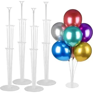 4 Sets Balloon Stand Kits, Balloon Sticks Holder with Base for Table Graduation Birthday Baby Shower Gender Reveal Party Decorations