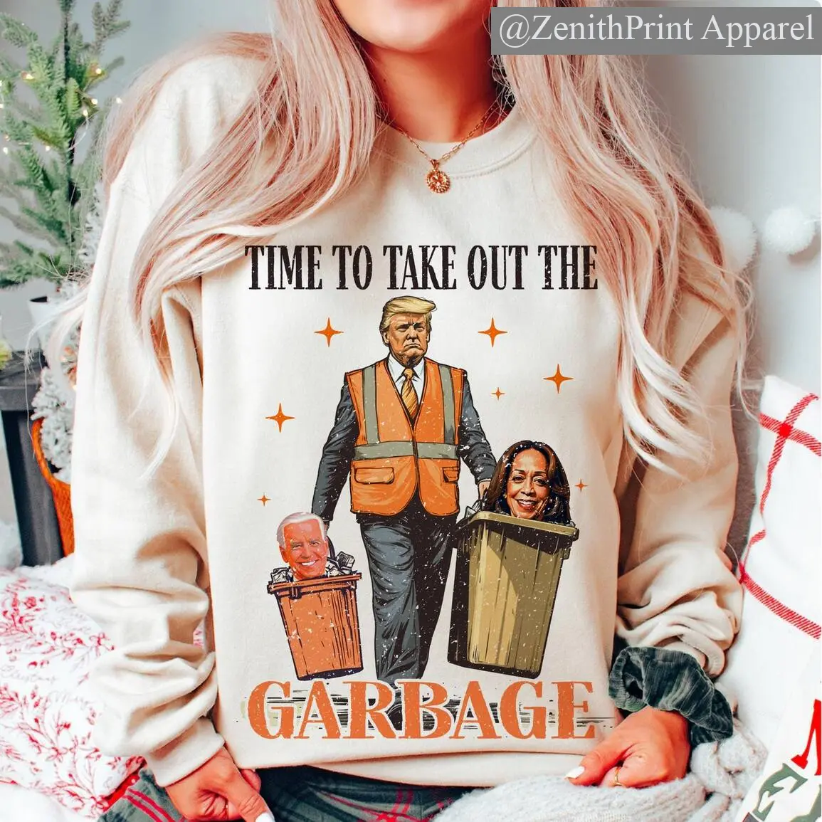 Original funny #trump garbage voter Biden, President winner #Kamala election garbage truck trash 2024, Make American great again sweatshirt Anime Inspired Tee