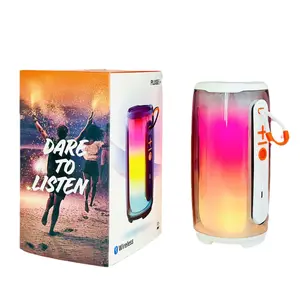 Pulsating Bluetooth Audio Device with Full-Screen Lighted Display, Rechargeable Colorful Wireless Speaker for Desktop, Outdoor Use, Smartphone & Tablet Connectible Needs
