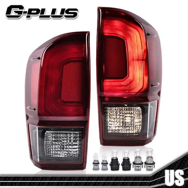 G-PLUS Tail Lights Tail Light Assembly, Red/Black Rear Tail Lights Brake Lamps Left+Right, Compatible with 16-2022 Toyota Tacoma