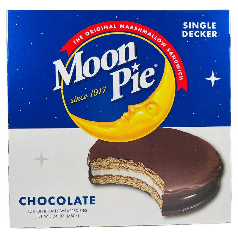 Moon Pie Single Decker - Chocolate. The Original Marshmallow Sandwich, 12 Pies